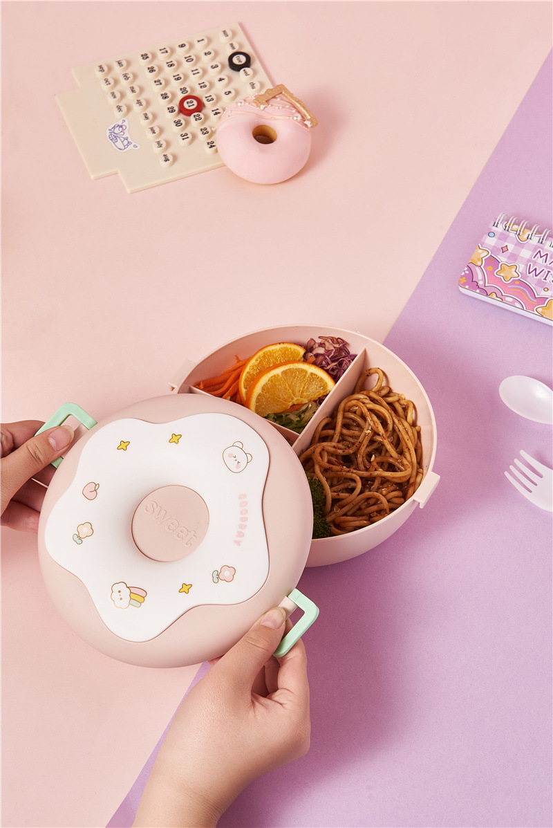 Donut lunch box, cute children, large-capacity compartments, baby food box with lid, portable student lunch box, PP bento box pic 14