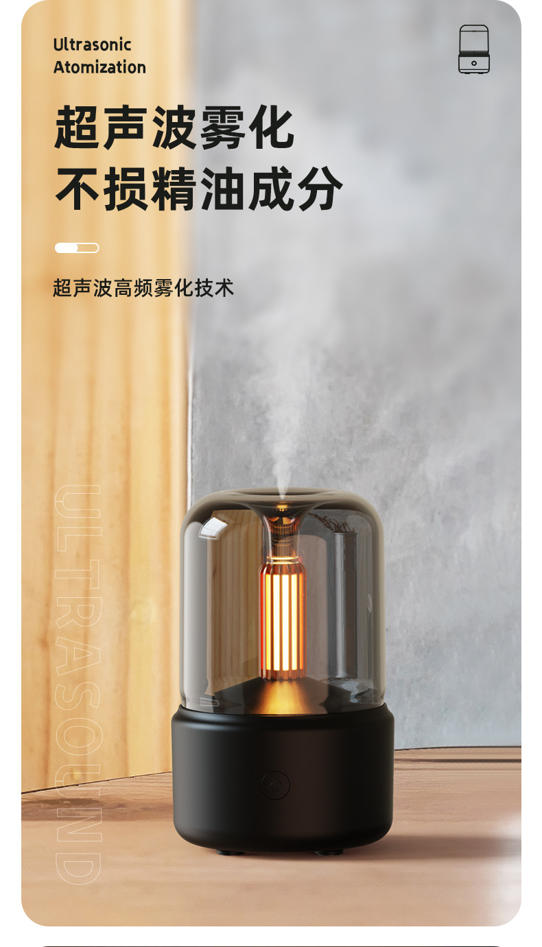 New candlelight aroma diffuser, essential oil nebulizer, smart diffuser, portable humidifier, home indoor desktop pic 4