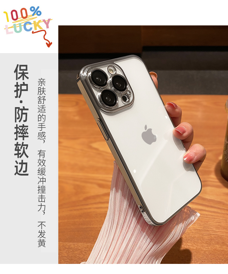 With lens film, suitable for iPhone16ProMAX phone case, electroplated soft shell, Apple 16E transparent full package, shockproof pic 59