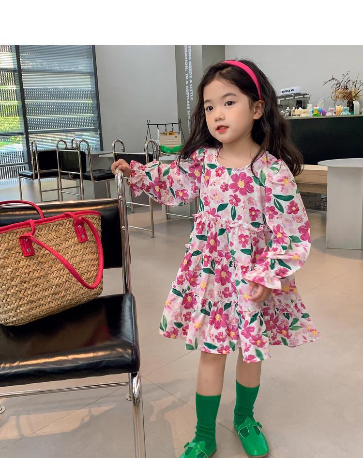 图图小象女童秋季童装儿童韩版碎花连衣裙洋气针织开衫宝宝套装详情53