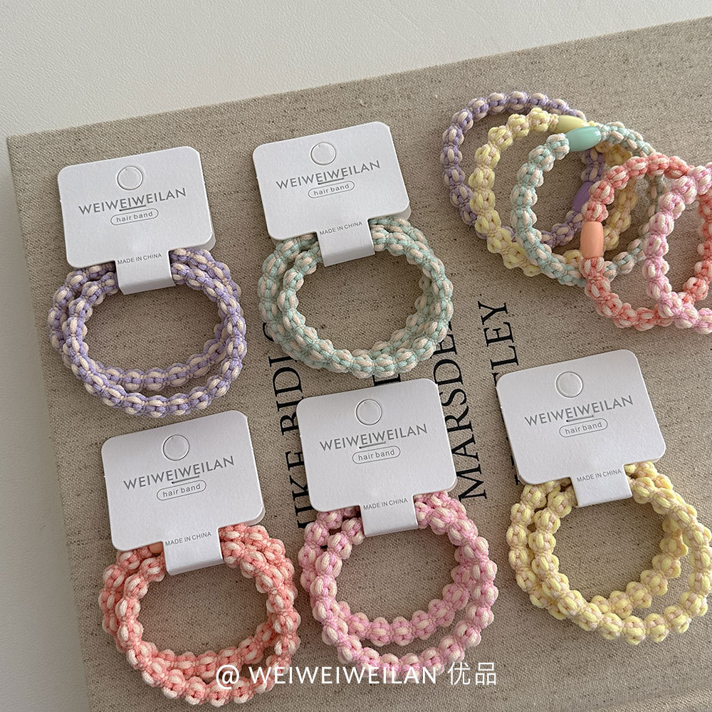 New style versatile smiling flower twill hair band, high-elasticity versatile leather band hair tie, bun hair tie and hair accessory pic 2