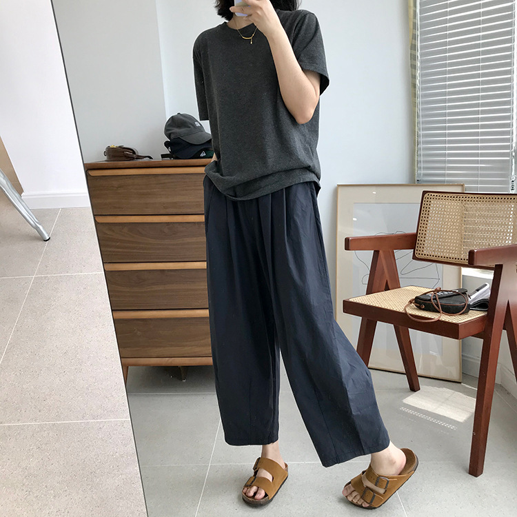 巨百搭轻薄透气酵洗棉小个子奶奶裤九分宽松显瘦休闲裤女夏季薄款详情53