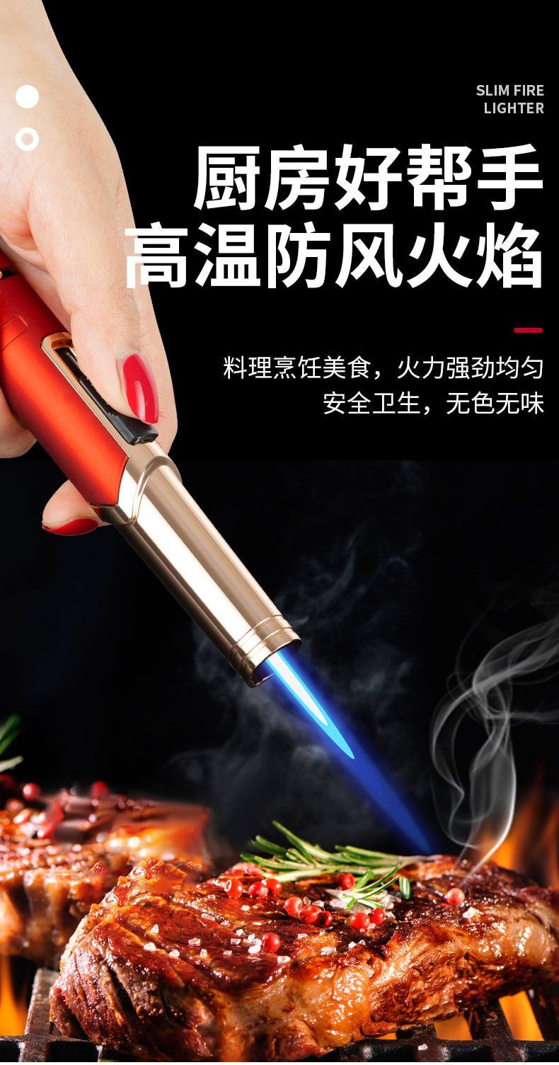 Simple moxibustion windproof lighter, cigar red mini compact high-temperature resistant creative inflatable Wenzhou lighter pic 16