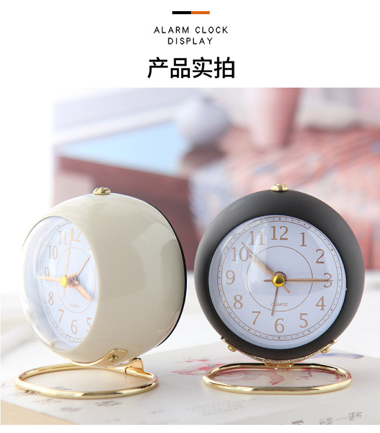 金属闹钟时钟创意静音儿童电子闹钟简约客厅卧室学生夜光计时钟表详情11