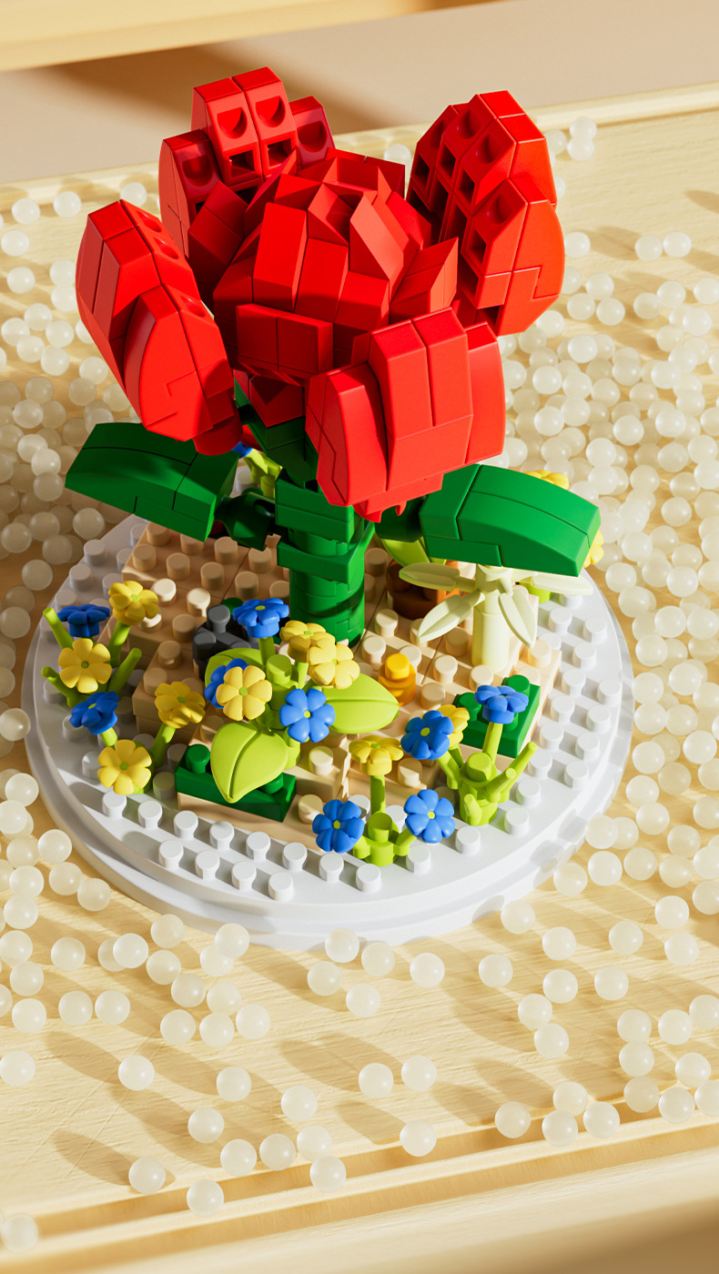 Bloques de construcción de juguetes de flores compatibles lego puzzle ensamblado pequeño gránulo para niñas 6 º día del niño stand de regalos pic 11