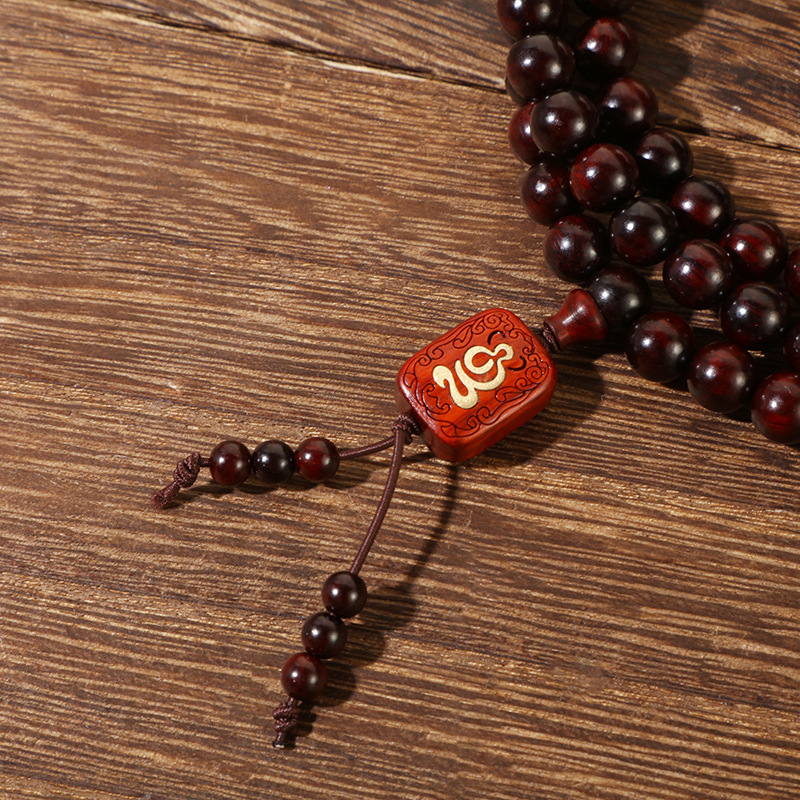 A creative DIY hand-held Buddhist prayer bead cultural and artistic bracelet for men and women, featuring 108 beads of Indian small-leaf rosewood and multiple loops pic 6