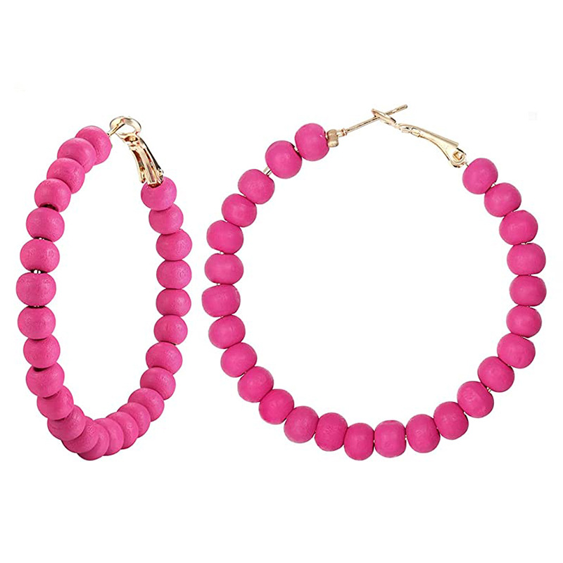 New cross-border earrings from Europe and America: Barbie pink best-selling set, rose red geometric versatile summer earrings for women with a vacation style pic 13