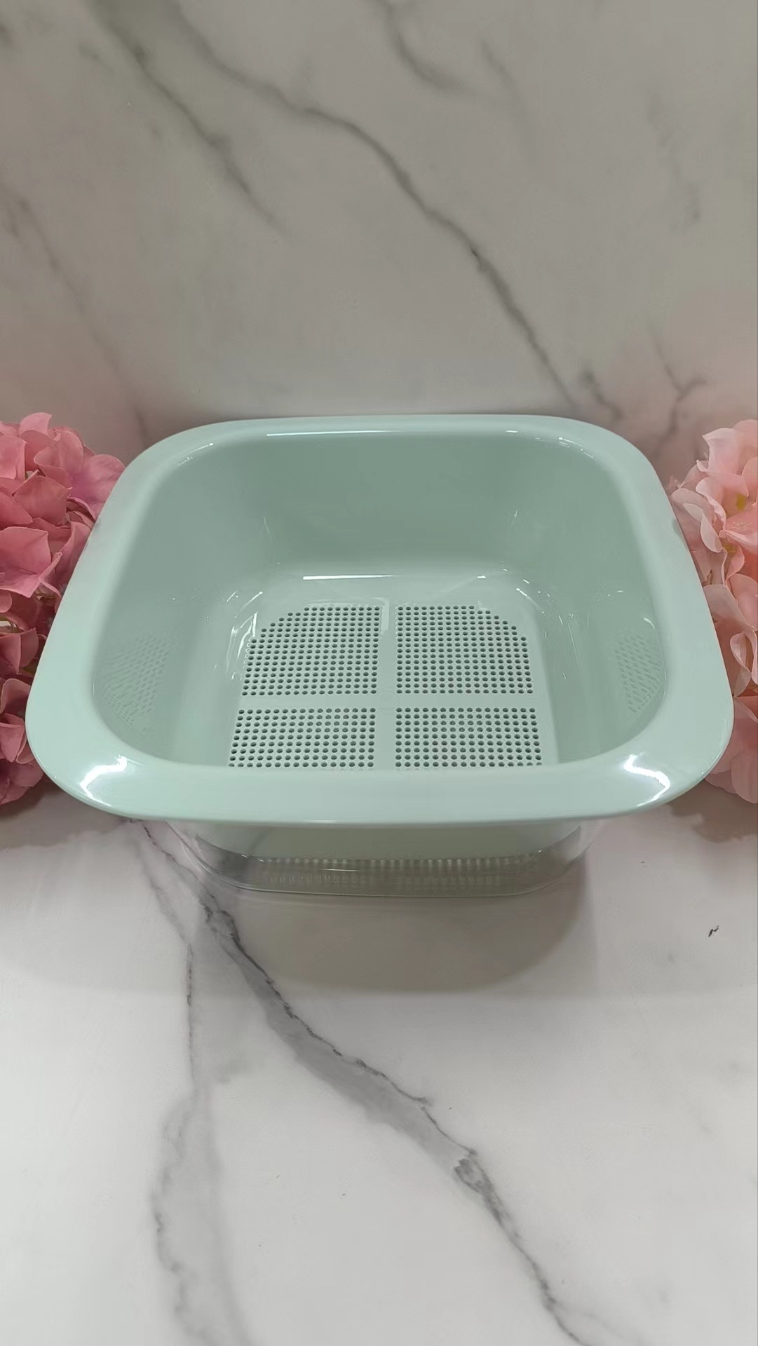 新款沥水篮厨房双层塑料创意洗菜篮家用多功能洗水果滤水加厚沥水详情6