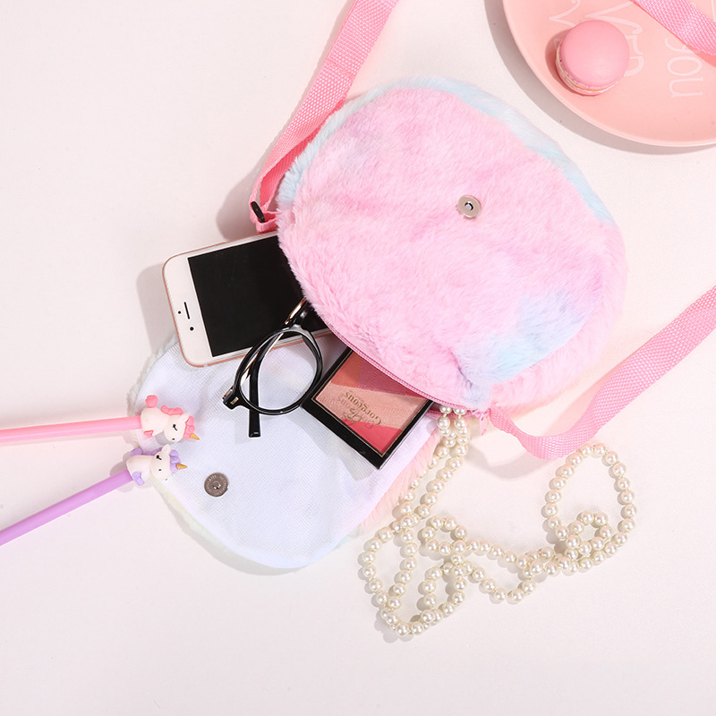 A popular little princess plush unicorn single-shoulder crossbody bag, a cute little schoolbag with a childlike and girlish heart, and a cartoon coin purse pic 4