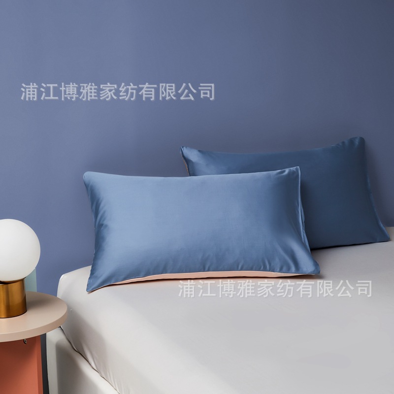 New Product 2022 Light Luxury Pair Pillowcase, 60-count long-staple cotton AB panel design, double-piece universal pillowcase wholesale pic 20