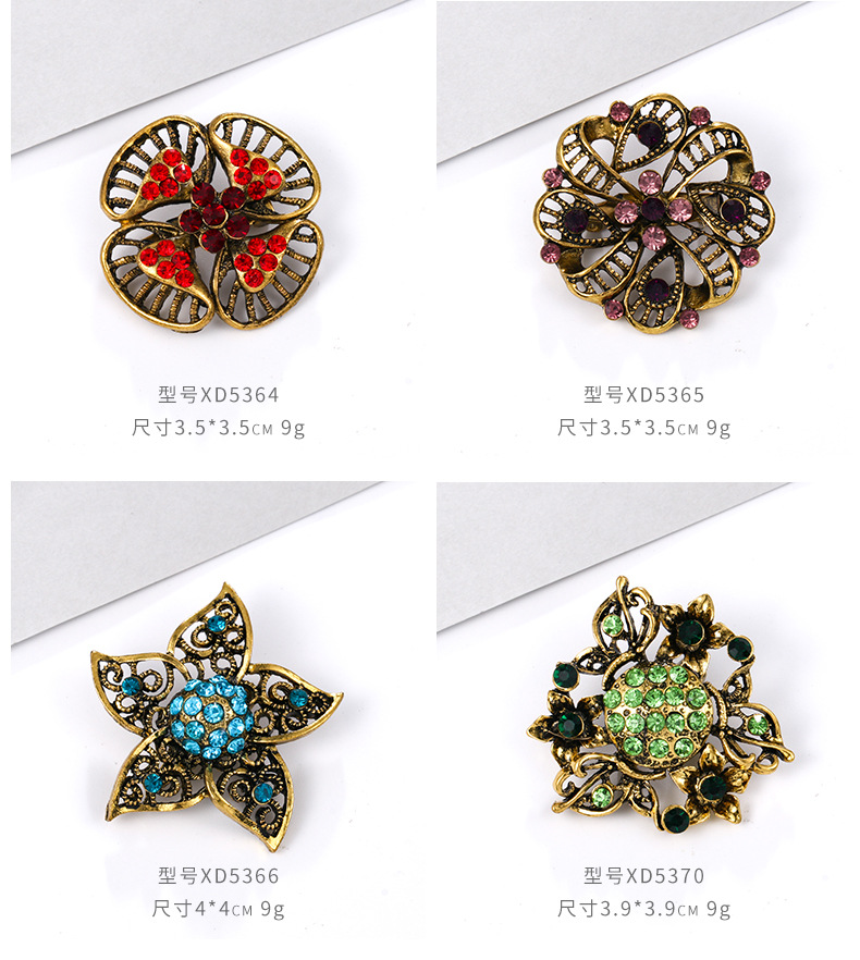 亚马逊时尚外贸卡装镶水钻胸针 合金水钻小别针胸花服饰 配饰批发详情3