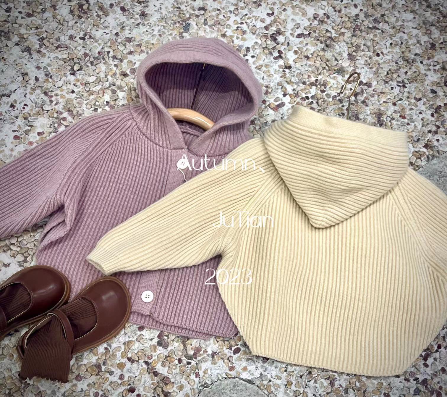 女童秋装套装2023新款元气女孩毛纱外套洋气时髦儿童牛仔阔腿裤潮详情3