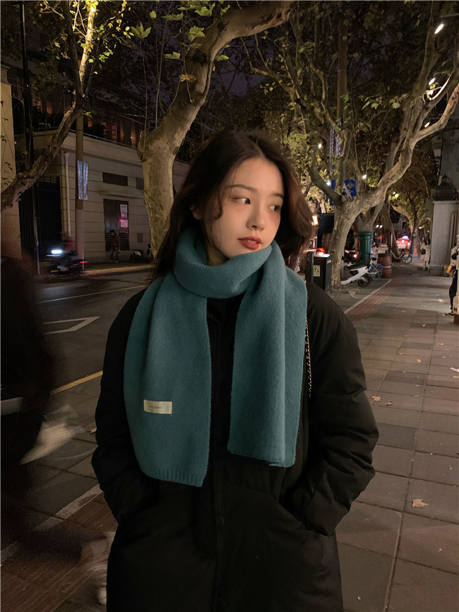韩版ins保暖纯色围巾女秋冬季百搭时尚学生针织小围脖男新款毛线详情12