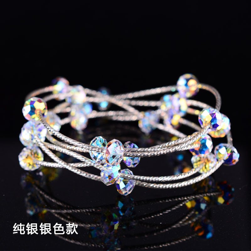 925纯银多层手链女奥地利元素水晶时尚手串女韩版银色银管版520 详情10