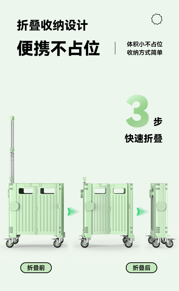 折叠小推车便携式露营摆摊拉杆车家用超市买菜车手拉购物车取快递详情5