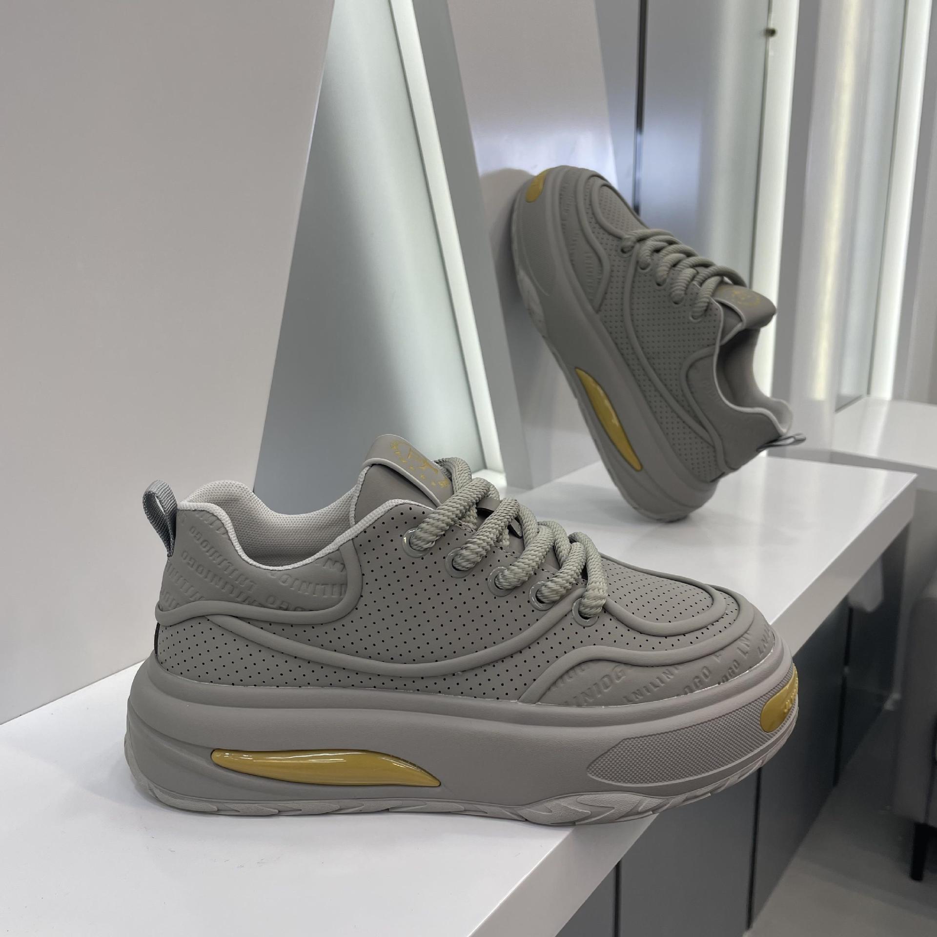 秋季新款男鞋系带低帮跑步鞋潮流鞋子增高印花时尚透气老爹鞋软底详情15