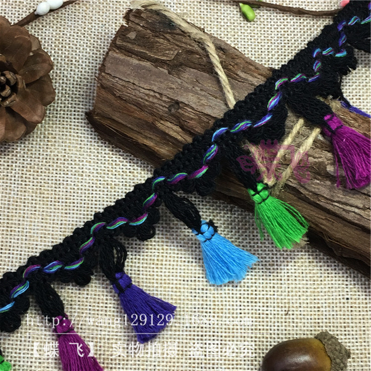 Factory B50 Colorful three-flower flowered tassel broom lace four-color broom DIY handmade clothing accessories lace webbing pic 28