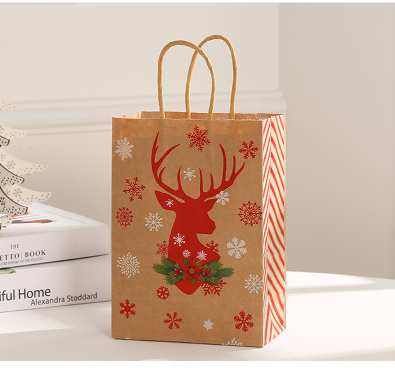 Factory direct sales cross-border Christmas gift bags, striped hand-held gift bags, party festival candy hand-held bags pic 12