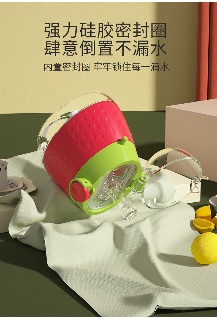 Baby straw cup, strawberry cup, large-capacity water cup, baby potbelly cup, portable water bottle, cute drinking learning cup pic 5