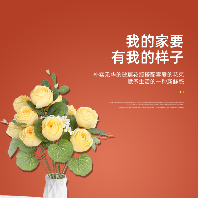 Wholesale of artificial flower head decorative flower arrangements, artificial rose decorative flower arrangements, wedding and home artificial flower ornaments pic 9