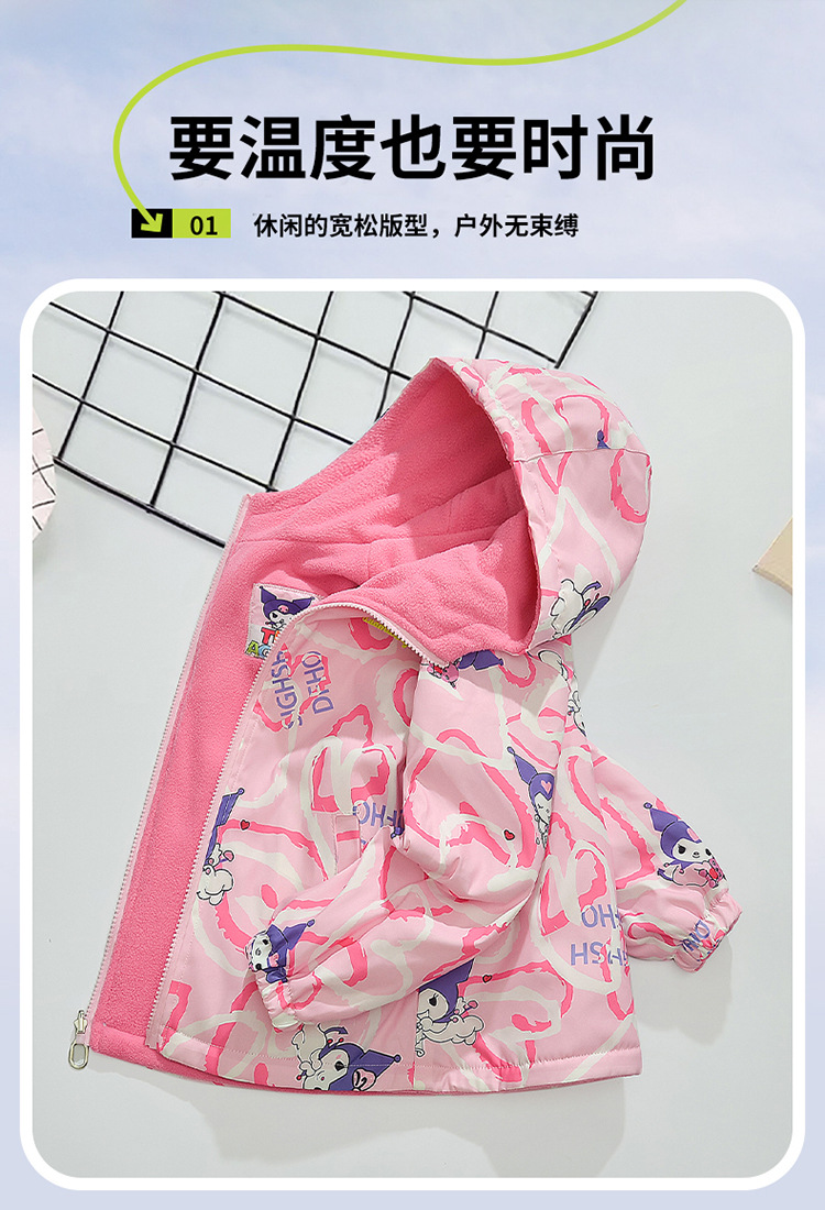 女童秋装外套两面穿儿童秋冬风衣加厚加绒洋气中大童夹克冲锋衣潮详情2