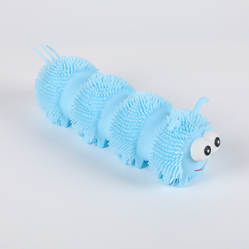 地摊热卖儿童玩具发光长条彩色毛毛虫闪光解压发毛毛玩具现货批发详情9