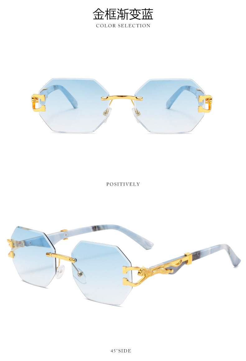 新款时尚复古木纹豹子镜腿墨镜男方框休闲街拍猎豹装饰太阳镜详情12