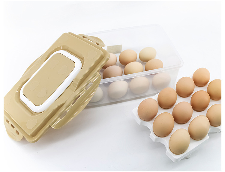 Plastic preservation box, 24-compartment egg box, refrigerator preservation storage box, double-layer tray packaging box, egg box pic 9