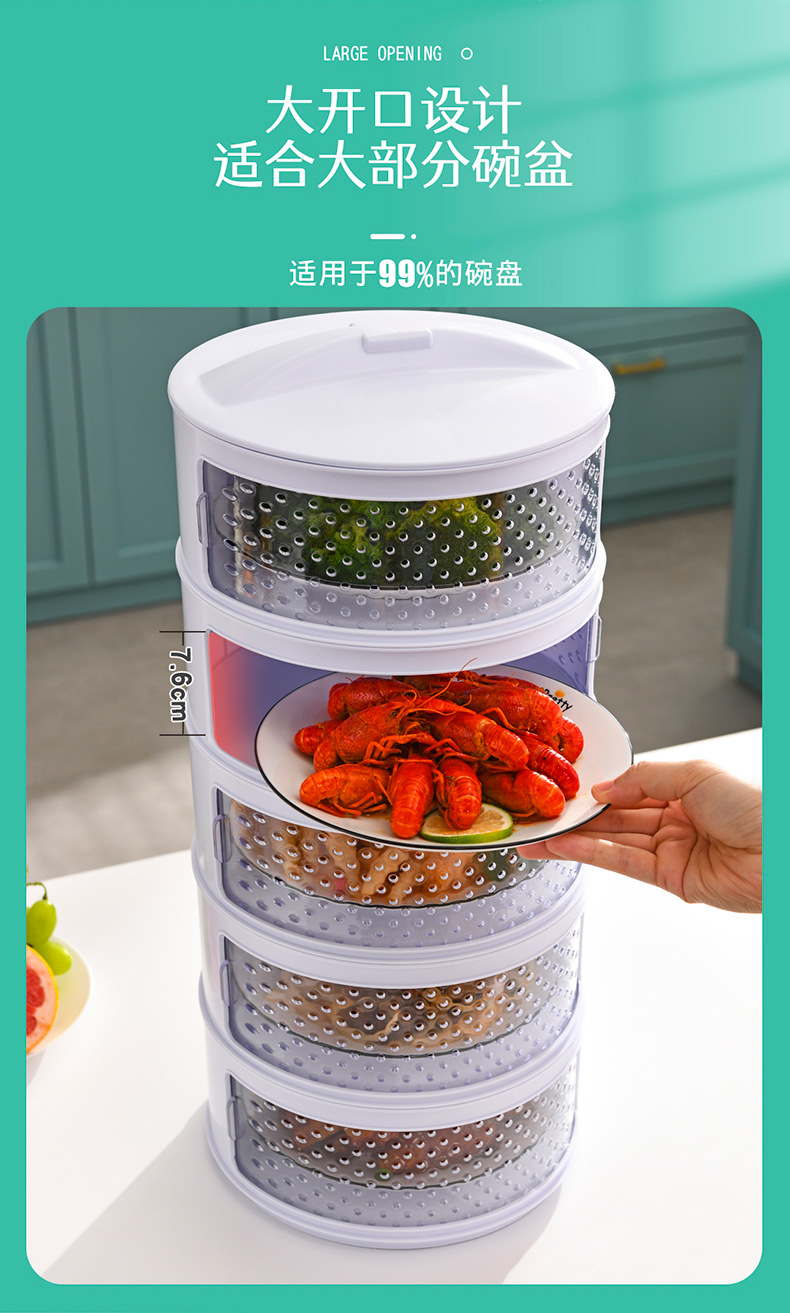 Breathable and heat-insulating vegetable cover, kitchen transparent plastic multi-layer food cover, summer dining table mosquito and fly-proof preservation cover pic 20