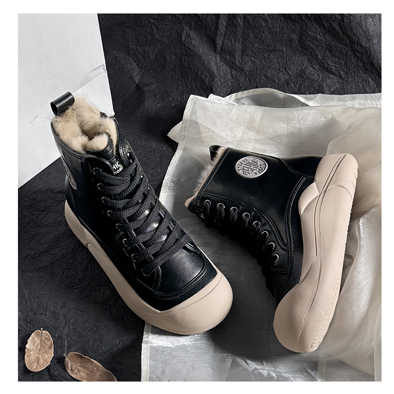 兔毛小白鞋女2024冬季新款高帮运动板鞋厚底女鞋复古百搭保暖女鞋详情27