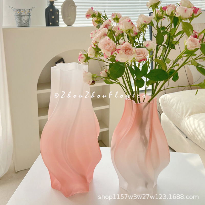 Nordic InS-style valley vase, irregular glass vase, high-end home living room decoration flower arrangement pic 5