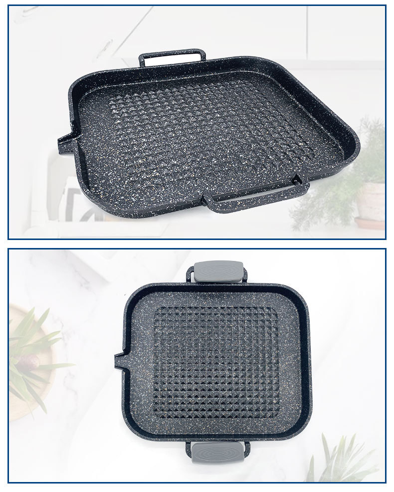 New non-stick coating Korean-style grill, universal aluminum alloy barbecue grill, tourmaline square grill manufacturer wholesale pic 9