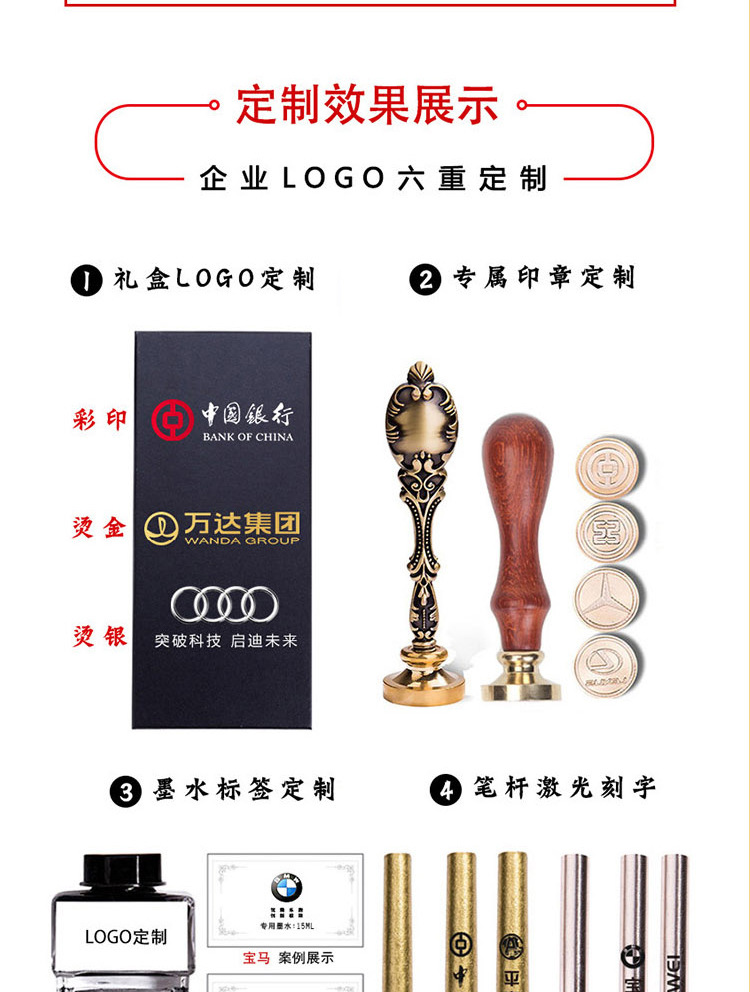 地图带底座机械翅膀蘸水钢笔 创意生日节日 礼品套装商务礼品详情14