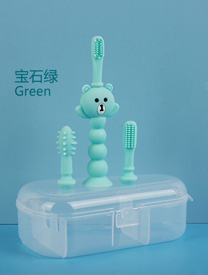 Baby silicone toothbrush, soft bristle toothbrush for infants and children 1-2-3 years old, baby training, baby teeth brush with storage box pic 11