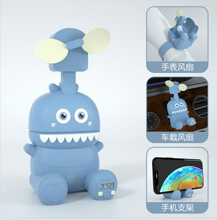 新款 儿童卡通多功能充电折叠网红电风扇 怪兽手表风扇 批发玩具详情13