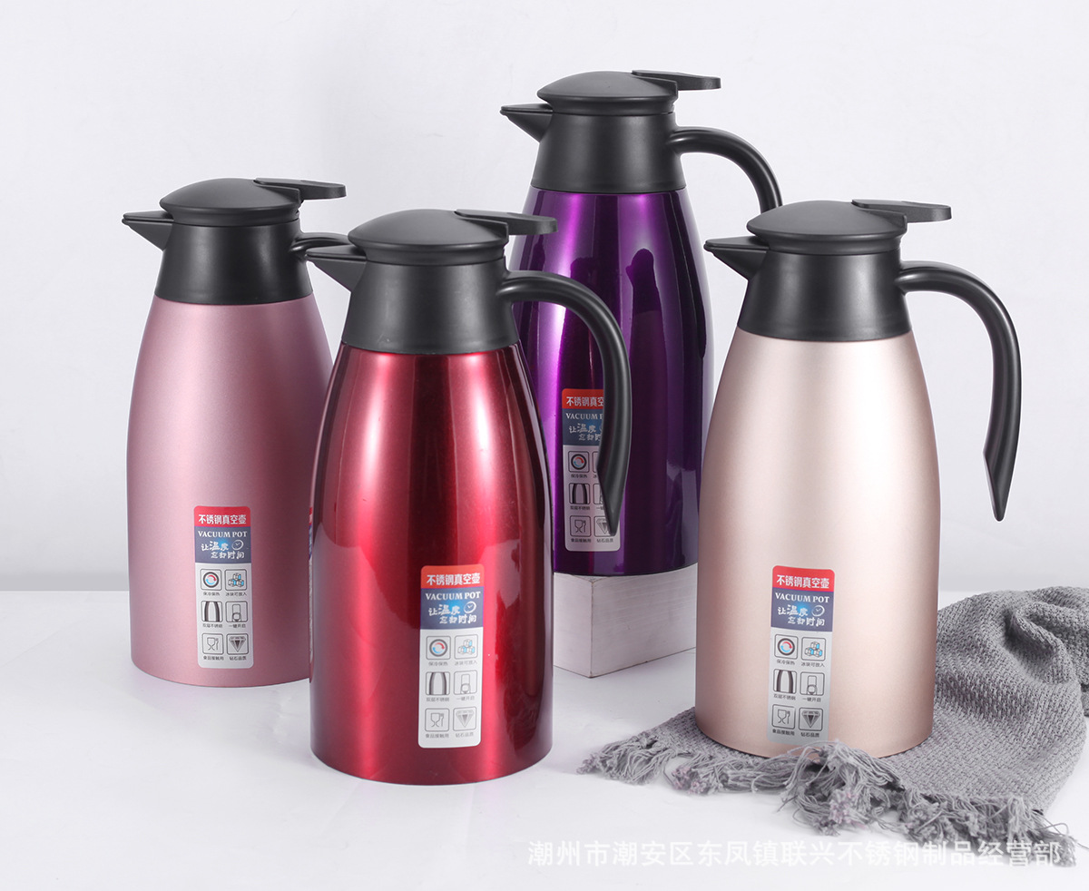 304不锈钢真空保温壶欧式家用热水壶咖啡壶2L商用礼品可印LOGO详情12