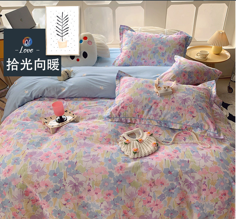 Wholesale of pure cotton four-piece bedding sets for export, cross-border bed sheets and duvet covers from Europe and America, pure cotton four-piece bedding sets for autumn and winter pic 29