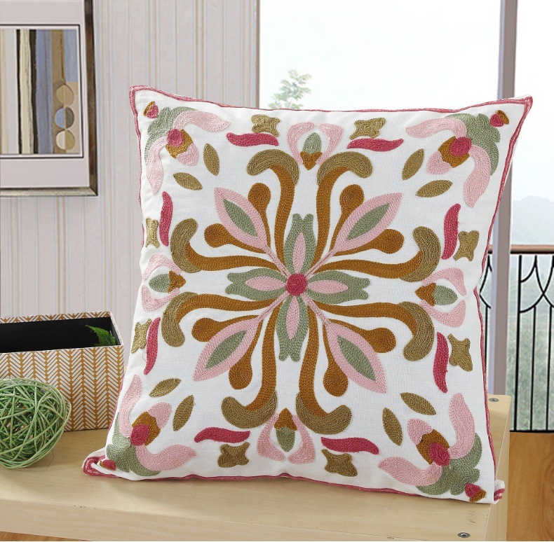 Hot-selling floral embroidery pillowcases, ins sofa, living room cushions, soft bed cushions, office cushions, ins style pic 14