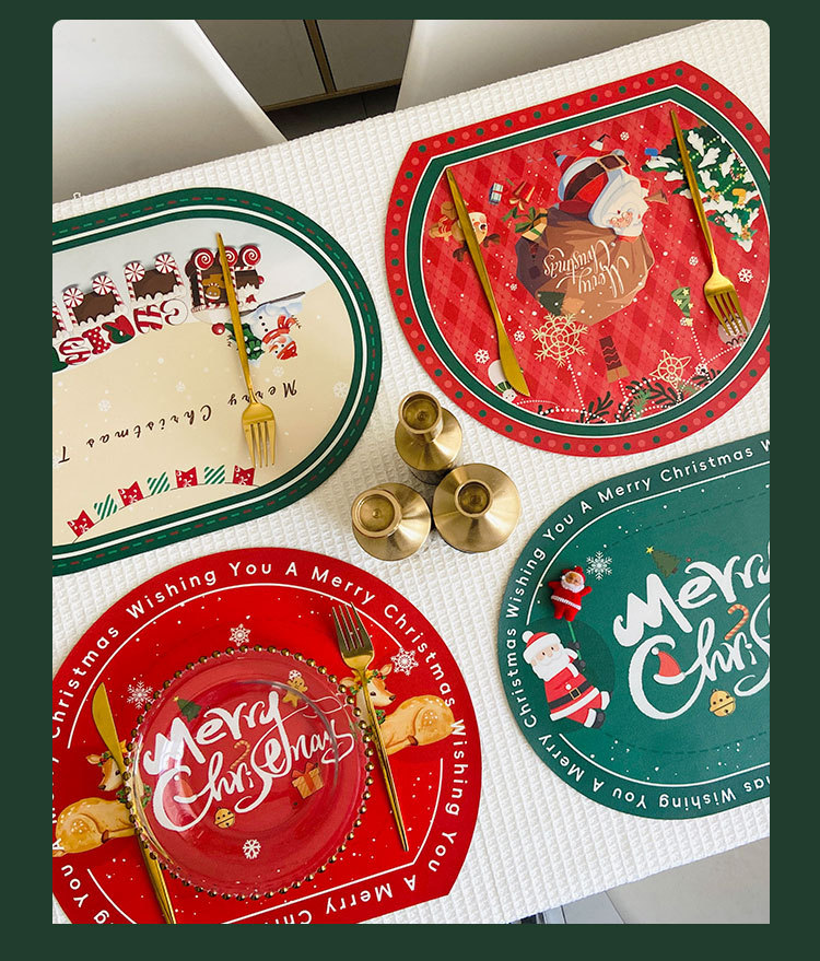 圣诞节餐垫皮革节日隔热垫印花桌垫布跨境聚会装饰杯垫派对西餐垫详情8