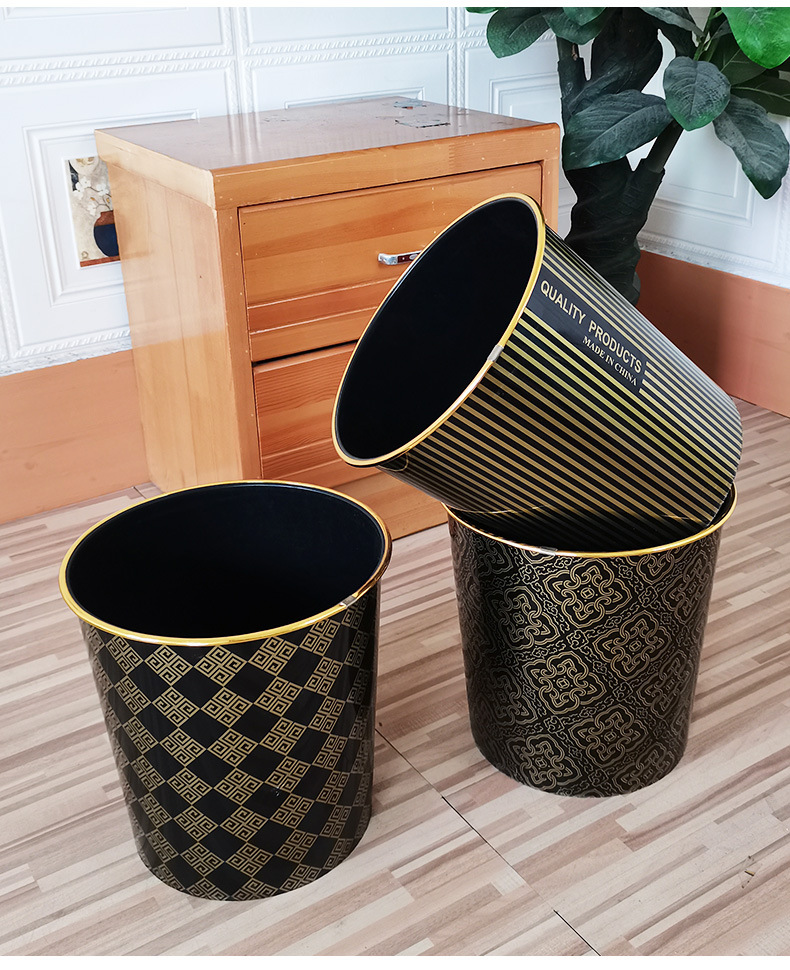Golden Edge trash can, household kitchen and bathroom garbage storage plastic trash can, wastebasket pic 8