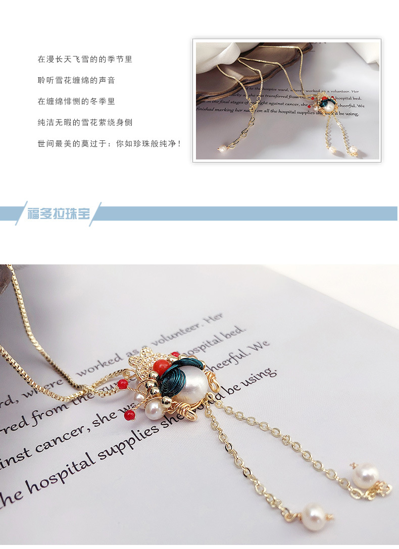 Wholesale of vintage pearl necklace for women with Peking Opera facial makeup, personalized and fashionable collarbone chain, handcrafted dama Dan accessory necklace pic 4