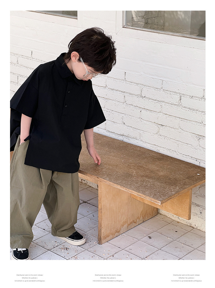 儿童夏装男童短袖白衬衫2024夏季新款衬衣小男孩帅气宽松上衣批发详情9