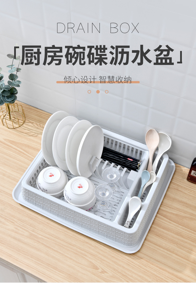 Wholesale plastic kitchen bowl and dish draining storage rack, draining basin storage box, storage rack for kitchen pic 1