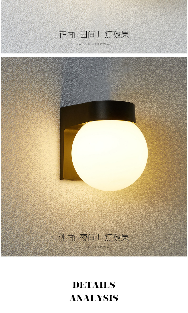 Waterproof led wall lamps, modern and simple bedside, bedroom, balcony, corridor, staircase and passageway lamps, creative spherical exterior wall lamps pic 16