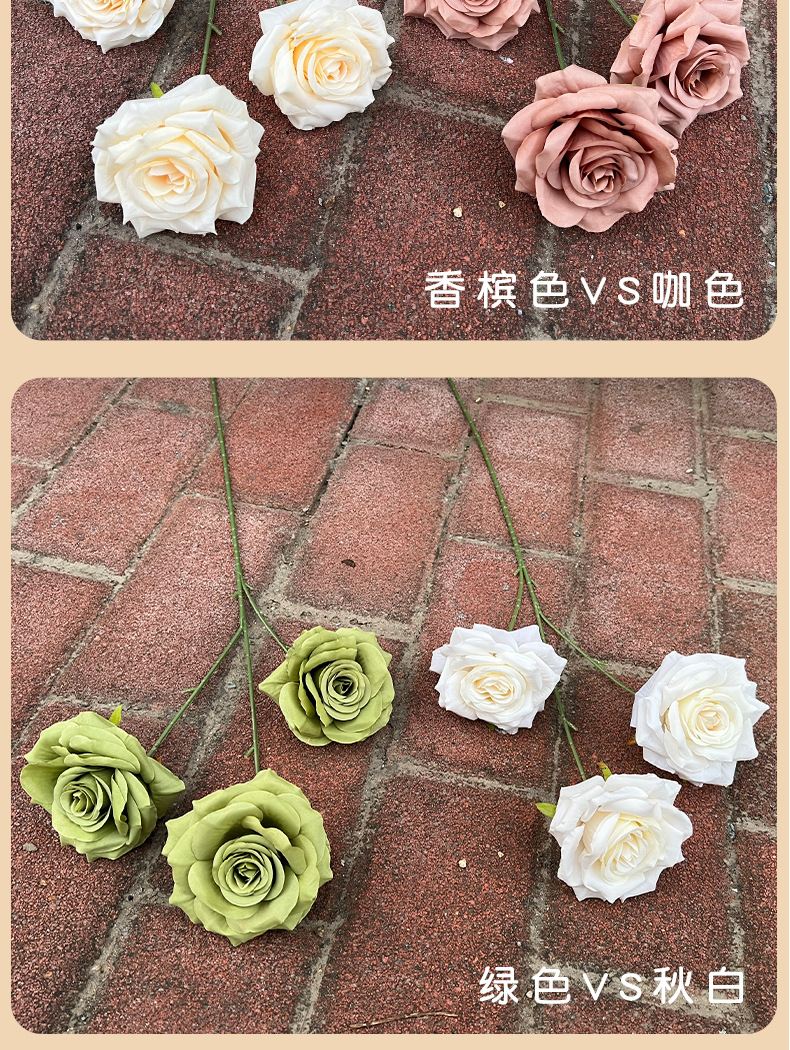 3头钻石玫瑰花仿真假花装饰婚庆婚礼堂路引插花商场瀑布玫瑰造景详情8