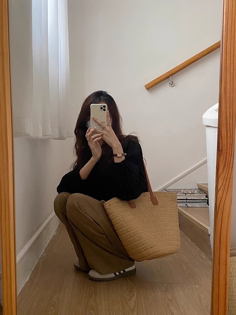 草编包包女大容量2023新款度假沙滩包编织水桶包菜篮通勤托特包潮详情11