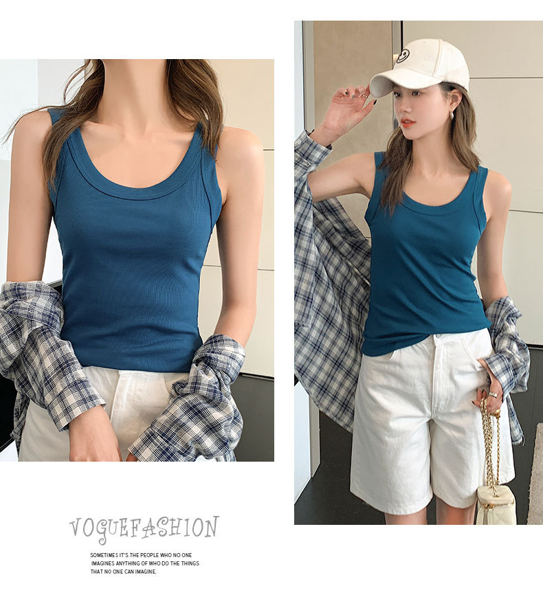 2825#春夏新款U型吊带背心女外穿棉工字内搭打底衫无袖T恤无胸垫详情17