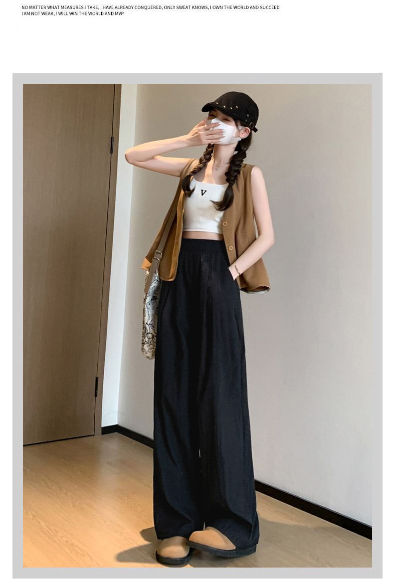 Ice silk wide-leg pants for women in summer, thin, high-waisted, straight-leg, pleated cotton and linen casual pants, cool and laid-back Yamamoto pants pic 35