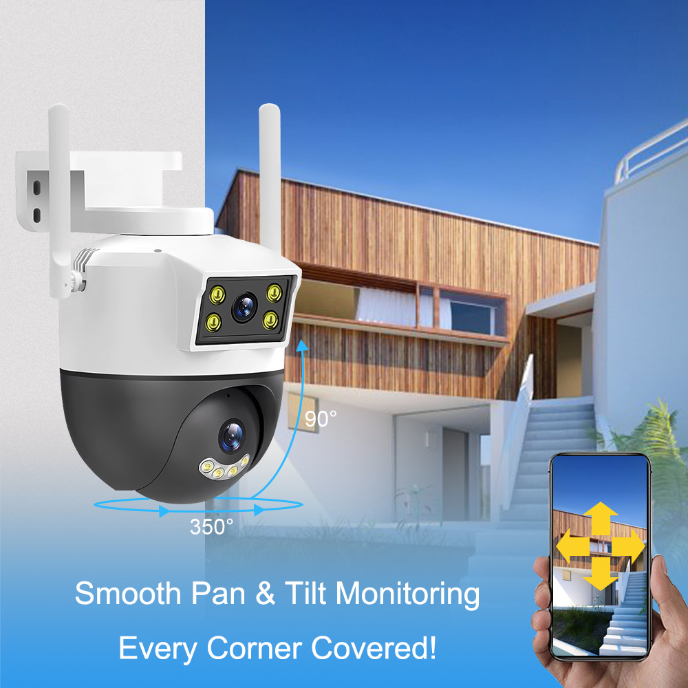 Dual-camera gun head linkage with mobile phone remote home indoor and outdoor high-definition night vision 360-degree waterproof intelligent monitoring pic 9