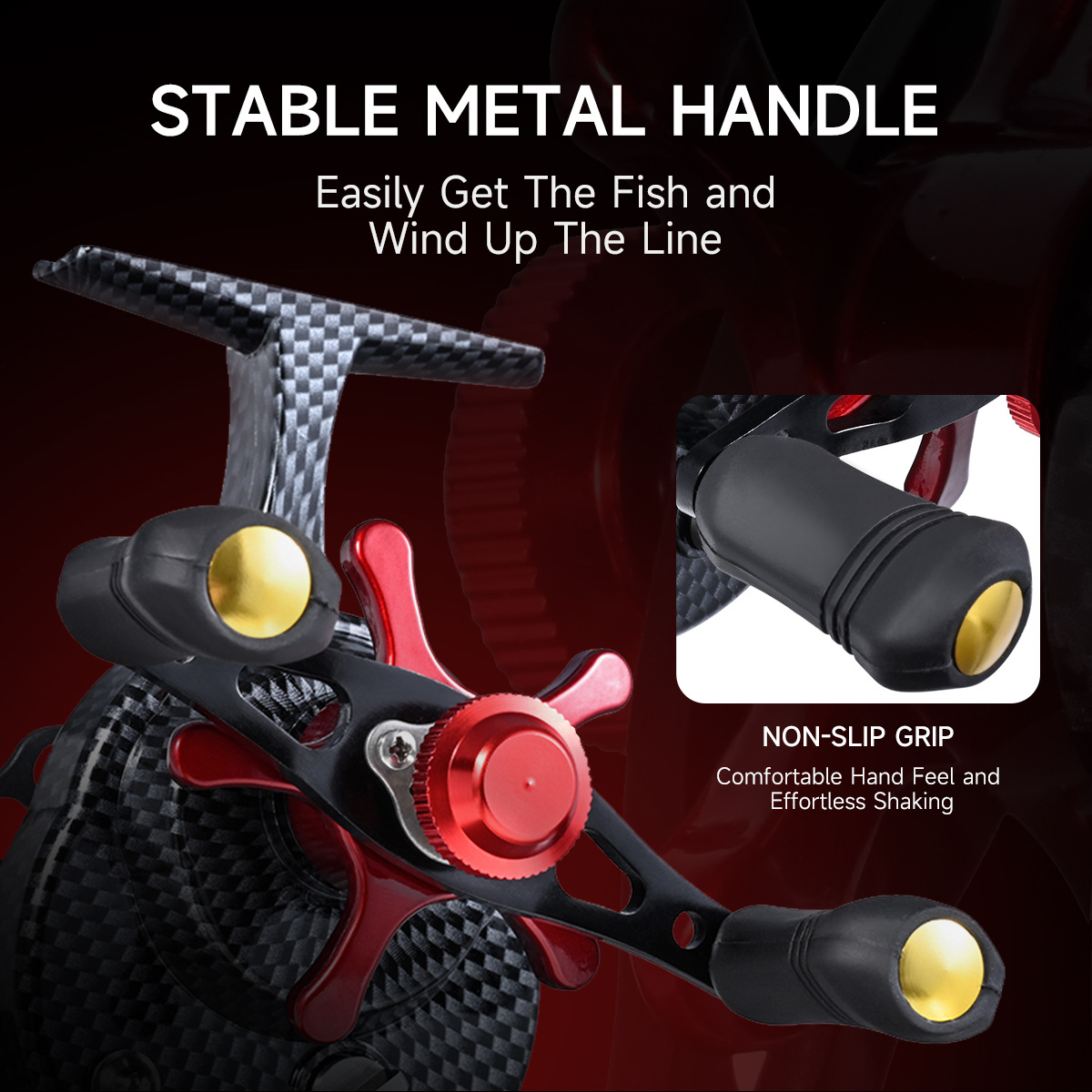 Carbon texture front wheel ice fishing, angling, fishing wheel, fish wheel pic 5